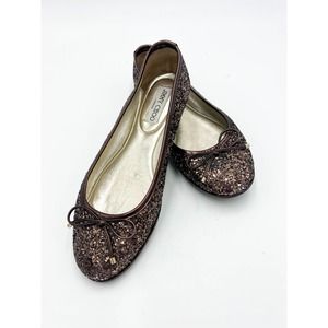 Jimmy Choo Glittery Brown Flats